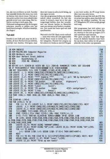 Magazine page: the start of the GW-BASIC program listing.